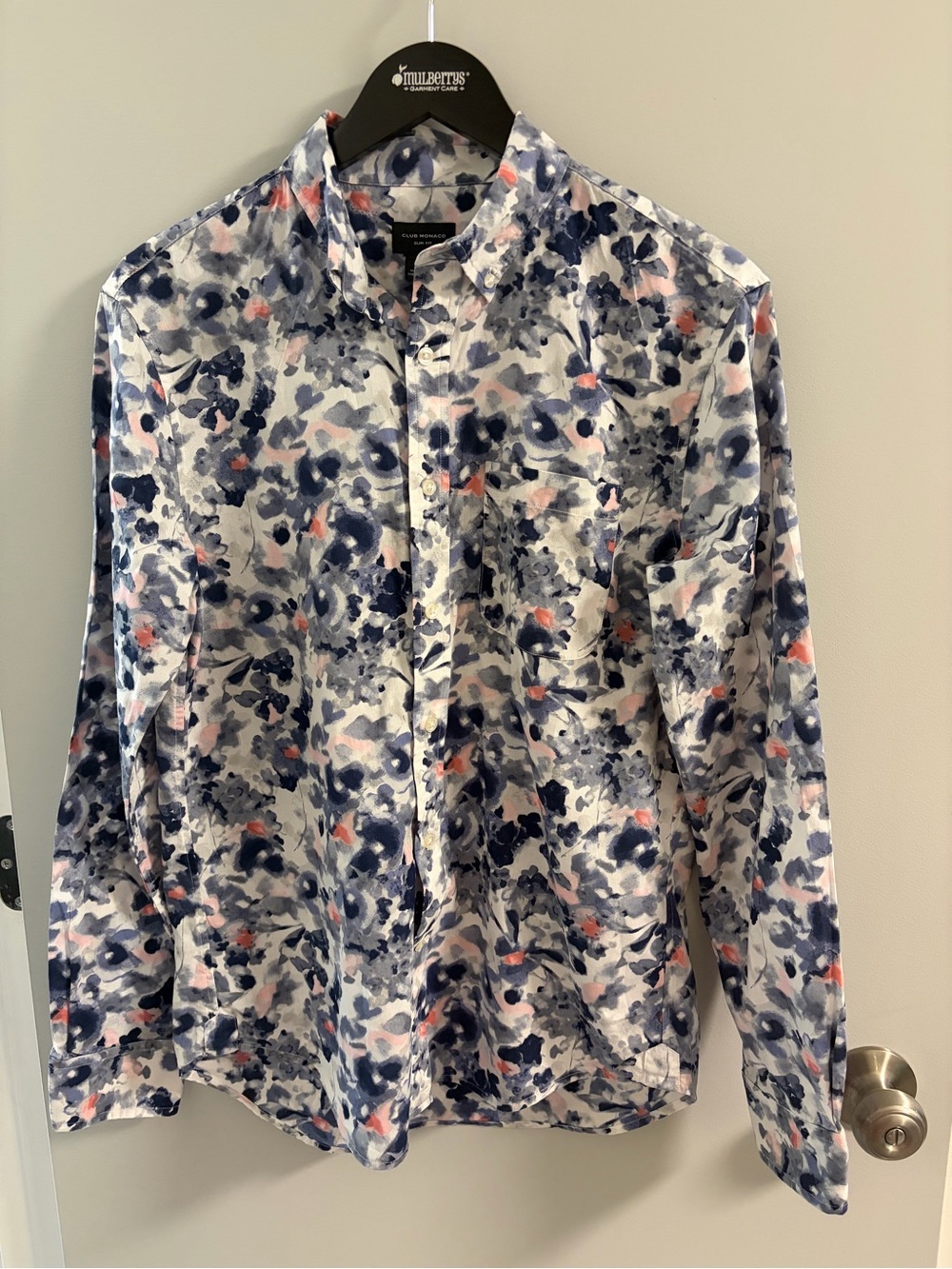 Club Monaco Men's Slim Fit S Long Sleeve Floral Button Up Shirt